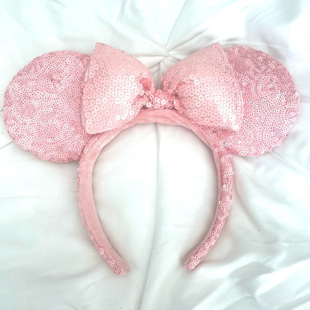 Pink Disney Minnie Mouse Sequin Bow Ears Headband